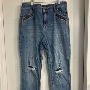 Chico's Blue Distressed Platinum Jeggings